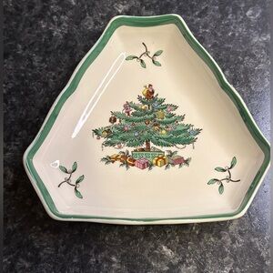 🎄 Vintage Spode Christmas Tree Triangular Trinket / Candy Dish 🎄